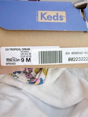Keds Cream Floral Sneakers with Pink, Blue, Yellow & Green Accents